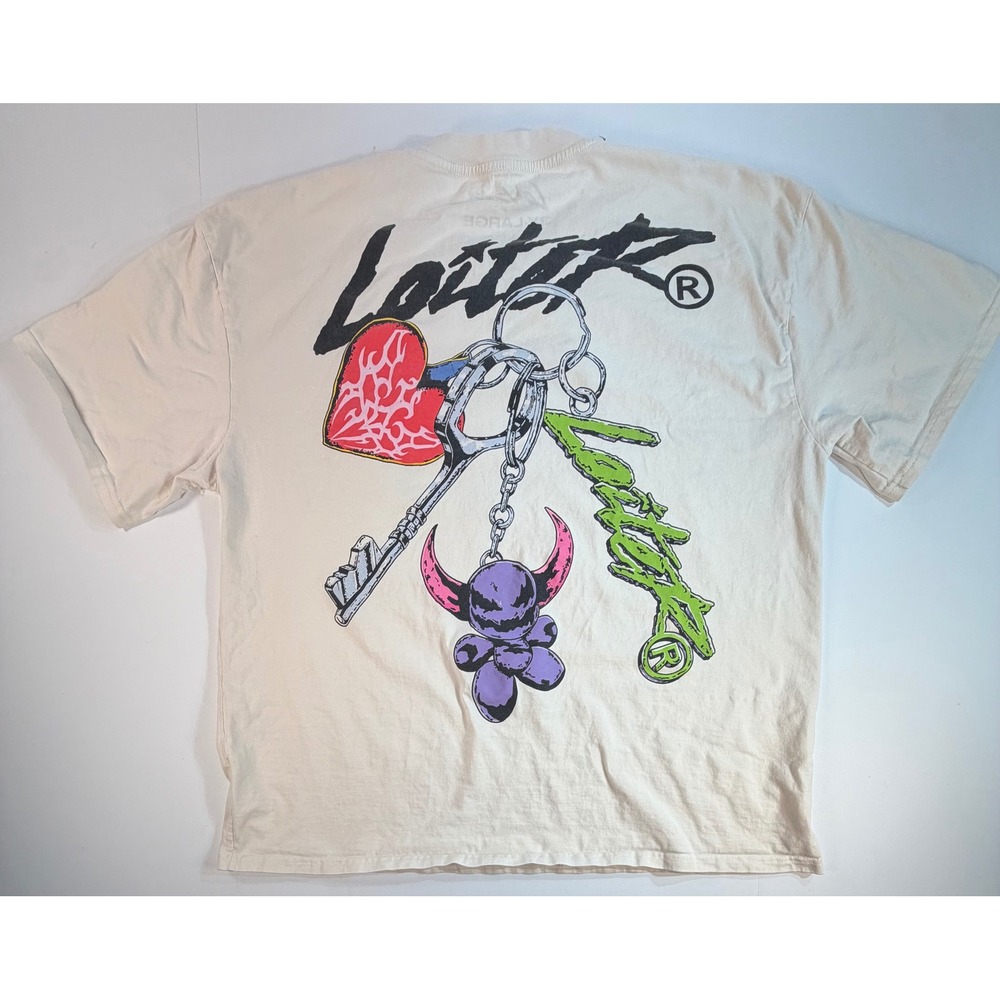 Loiter Club Aurora Graphic T-Shirt Cream Mens 3XL Streetwear Short Sleeve Tee